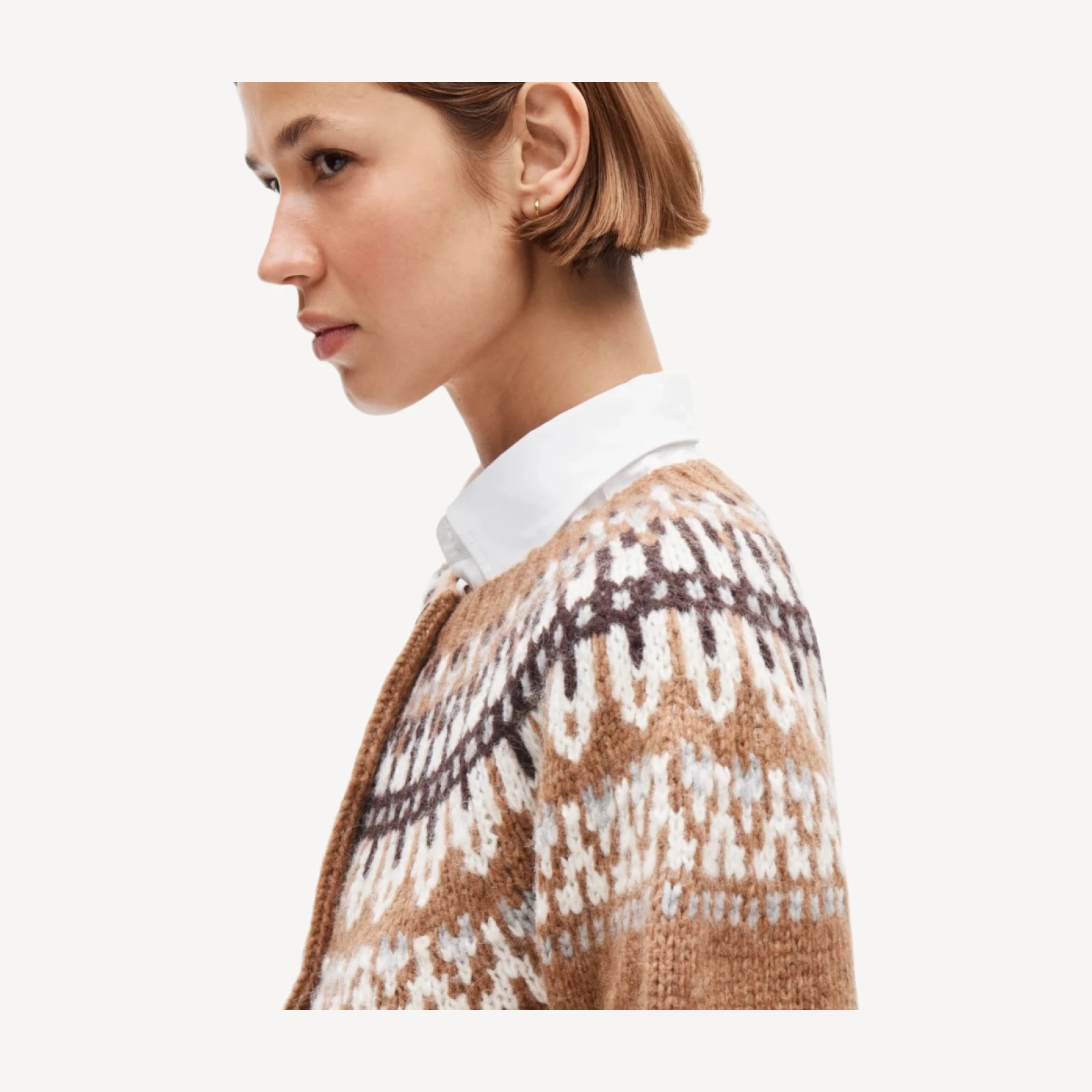 Fair Isle crewneck cardigan