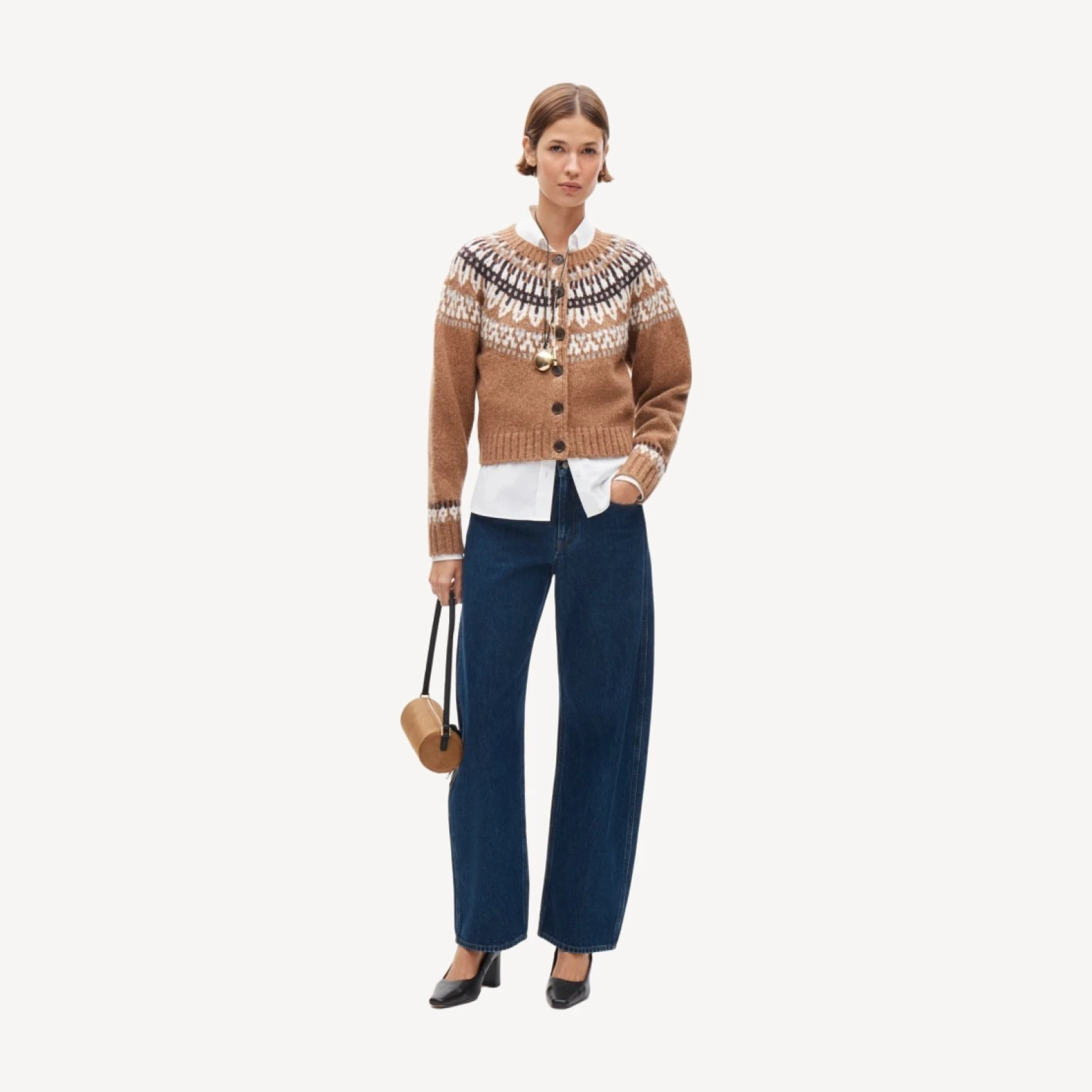 Fair Isle crewneck cardigan