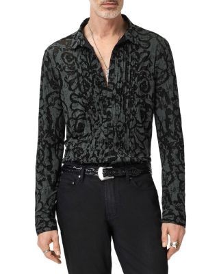 John Varvatos Florian Printed Pintuck Burnout Shirt