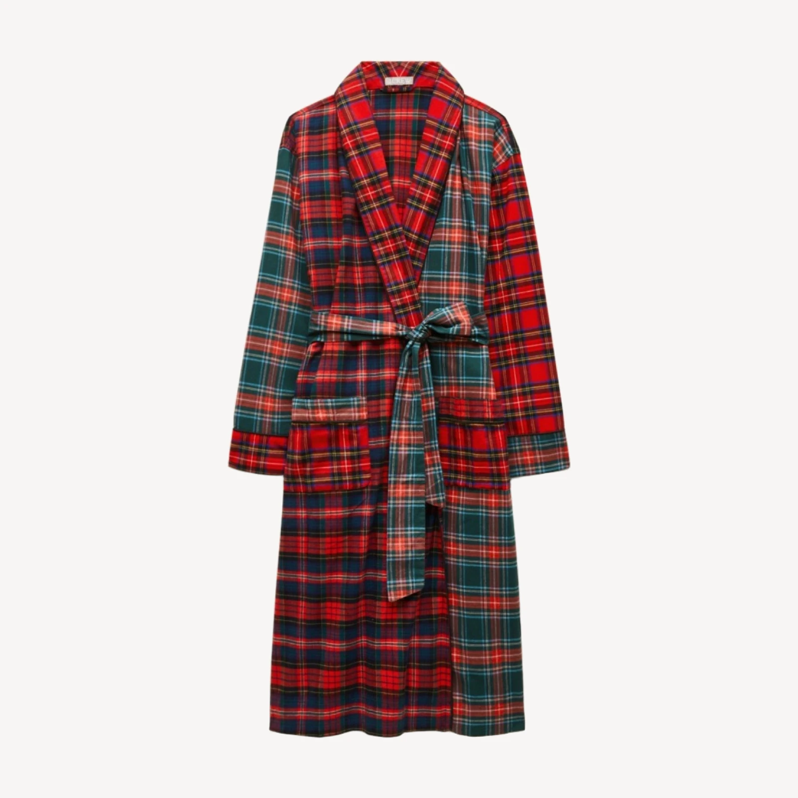 Flannel robe in mixed tartan
