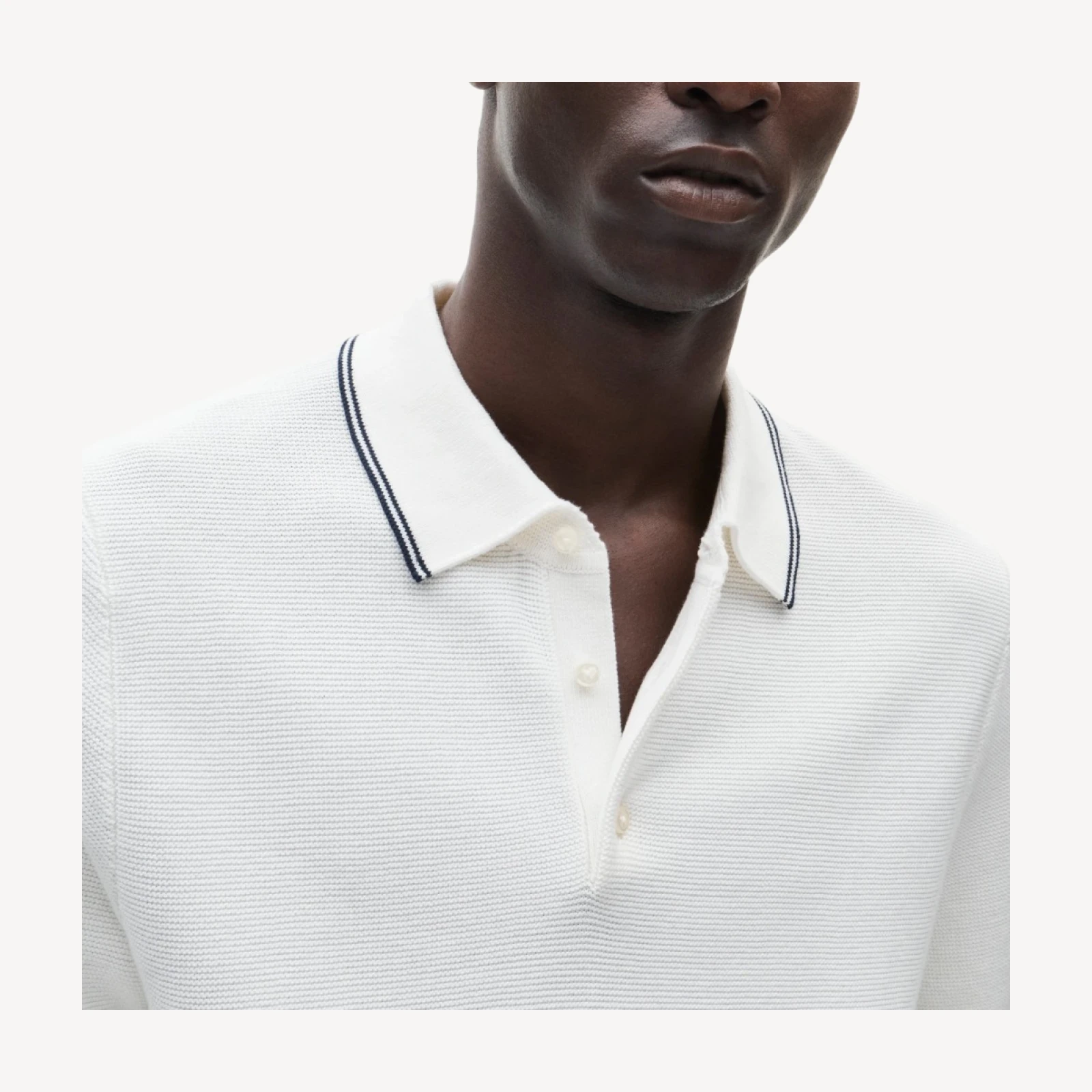 Short-sleeve tipped sweater-polo in lightweight Pima cotton