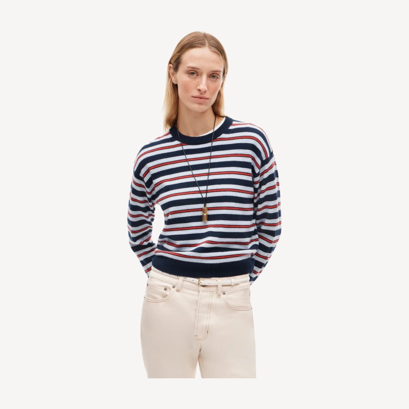 Perfect cashmere crewneck in stripe