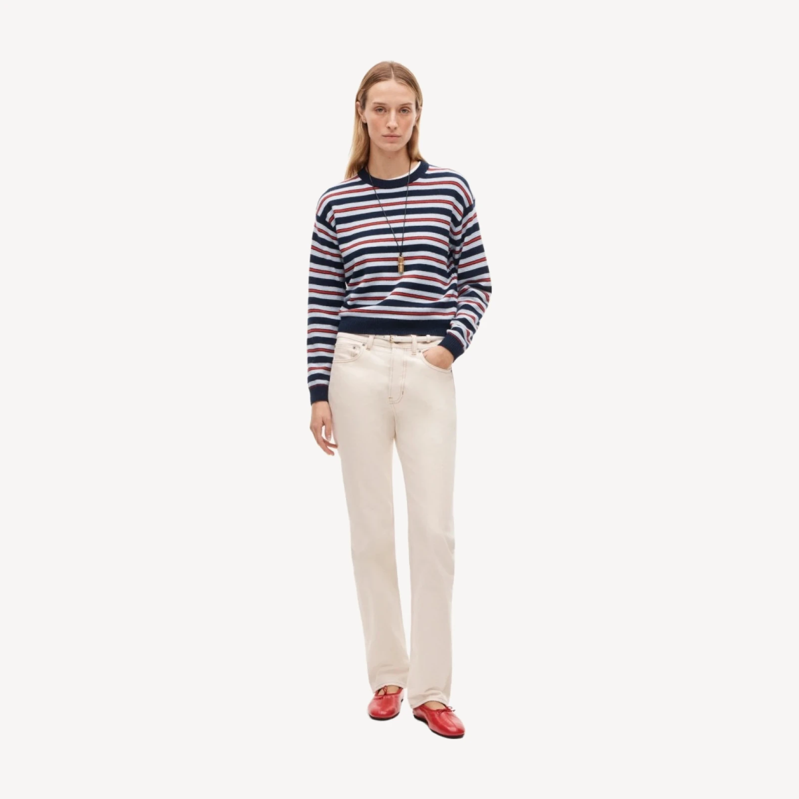 Perfect cashmere crewneck in stripe