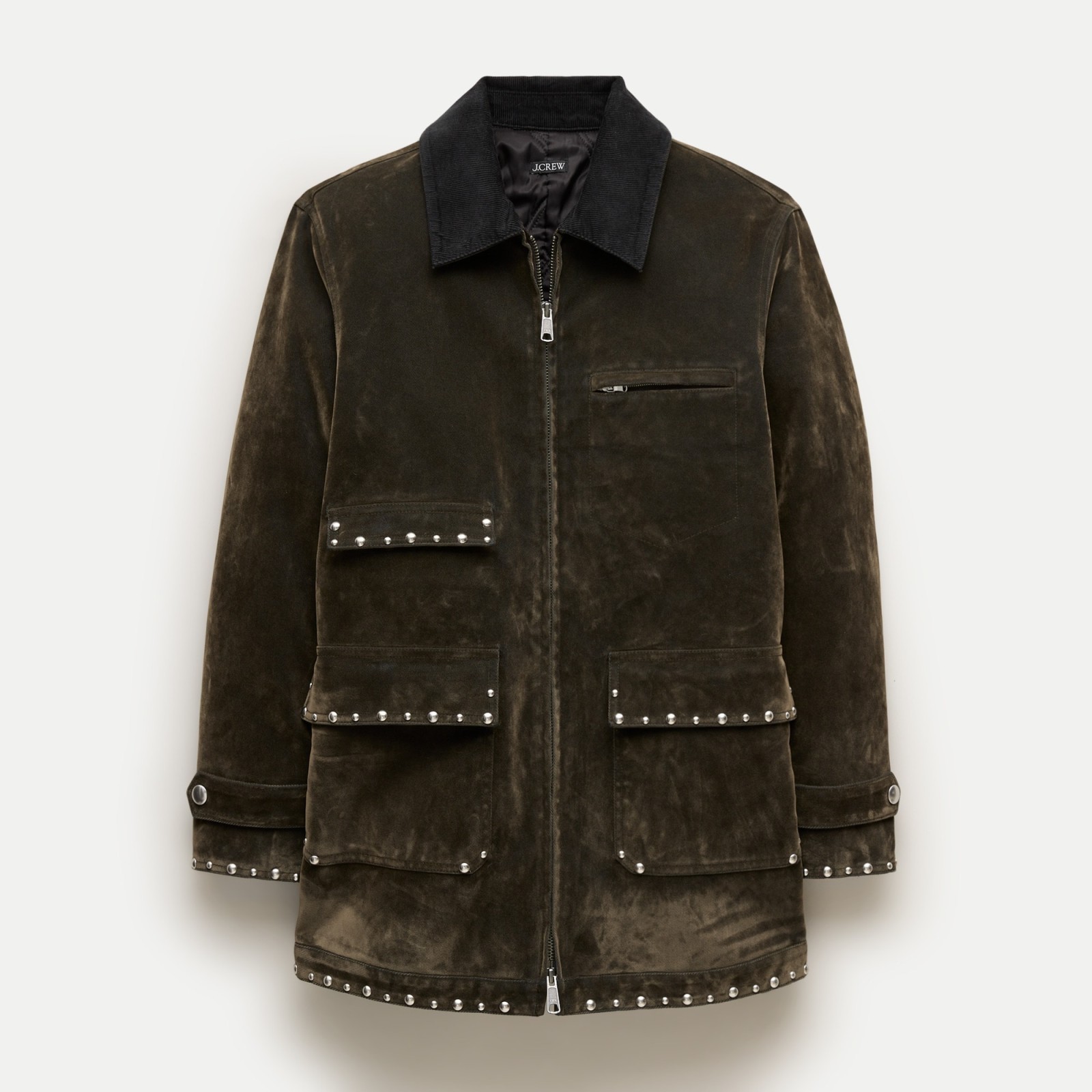 Women's studded Barn Jacket™ in flocked cotton twill