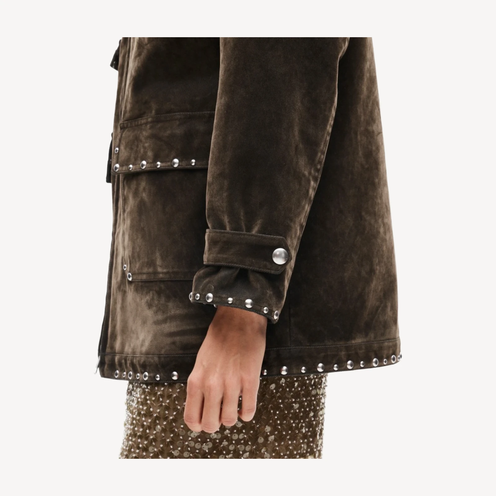 Women's studded Barn Jacket™ in flocked cotton twill