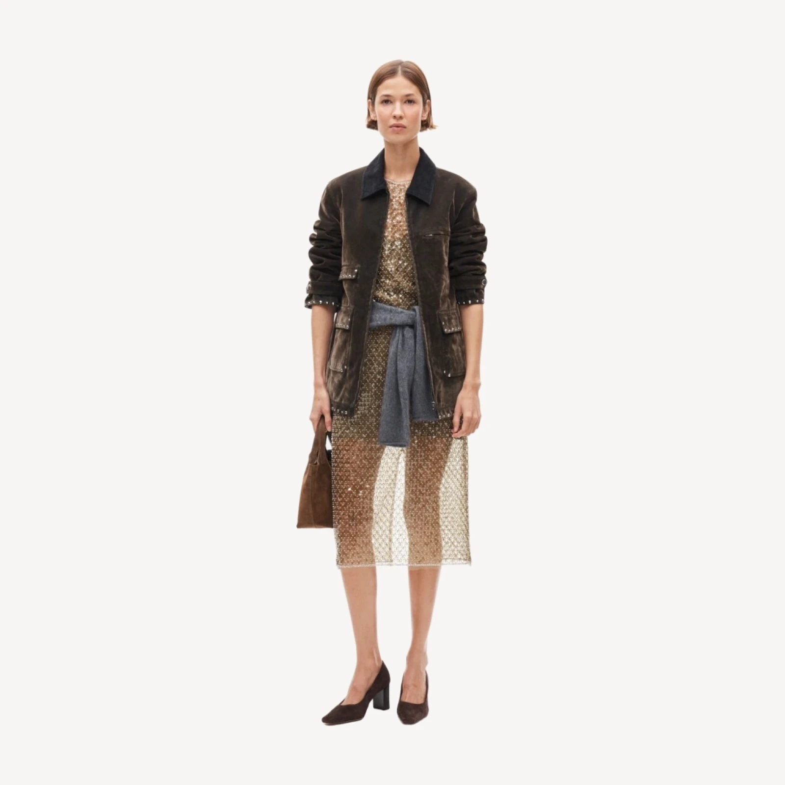 Women's studded Barn Jacket™ in flocked cotton twill