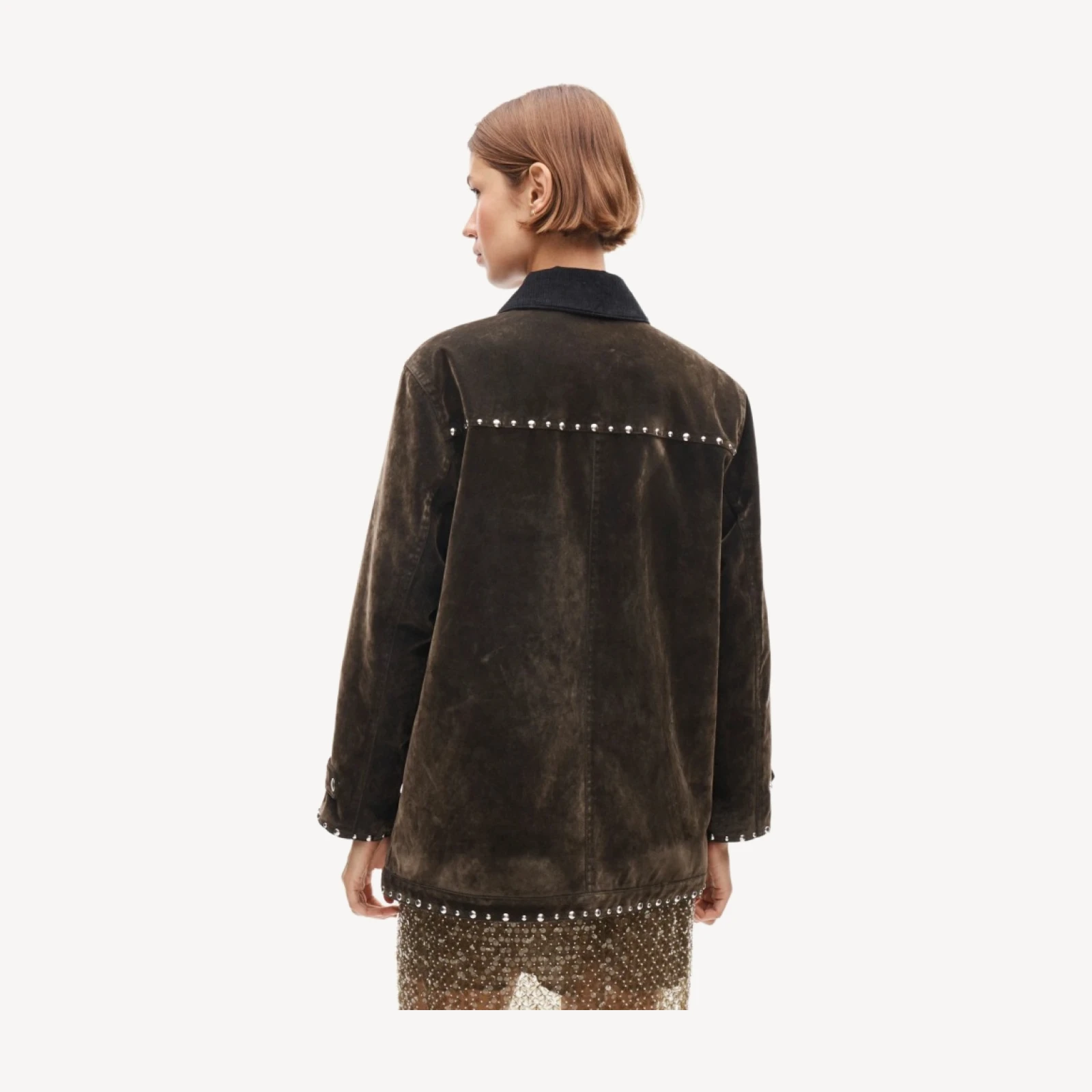 Women's studded Barn Jacket™ in flocked cotton twill