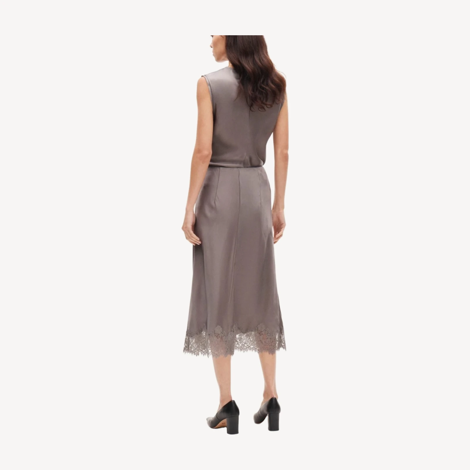 Gwyneth lace column slip skirt in double-faced satin