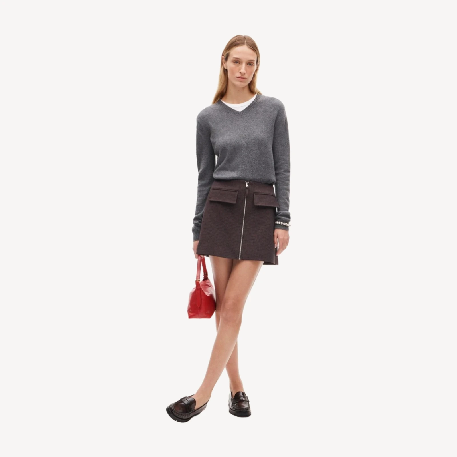 Fairfax zipper mini skirt in four-season stretch