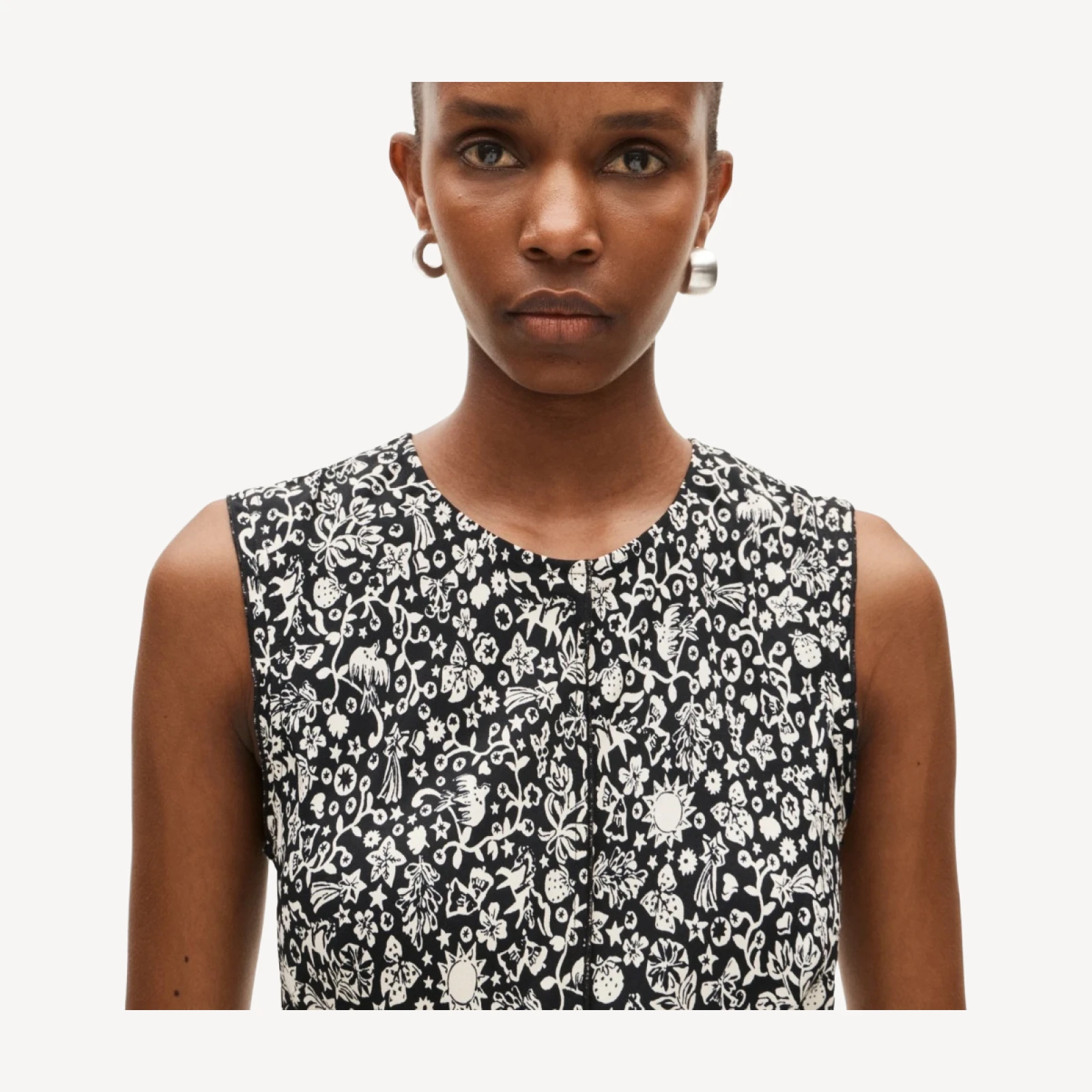Column slip dress in floral crepe de chine