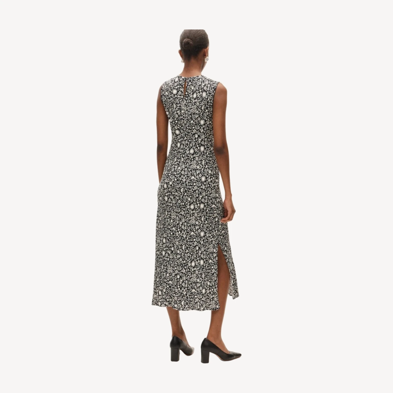 Column slip dress in floral crepe de chine