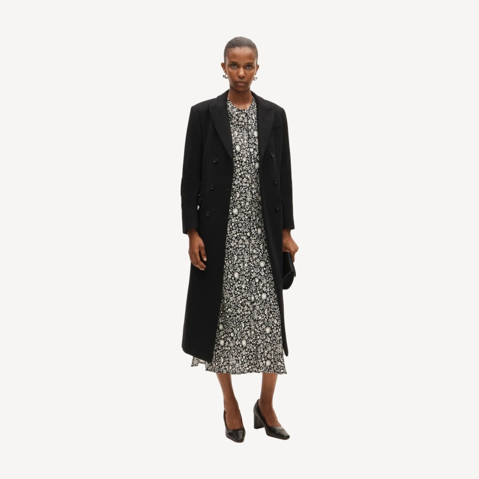 Column slip dress in floral crepe de chine