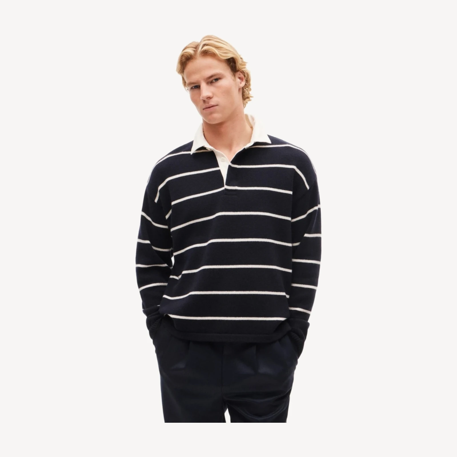 Wool rugby sweater in stripe