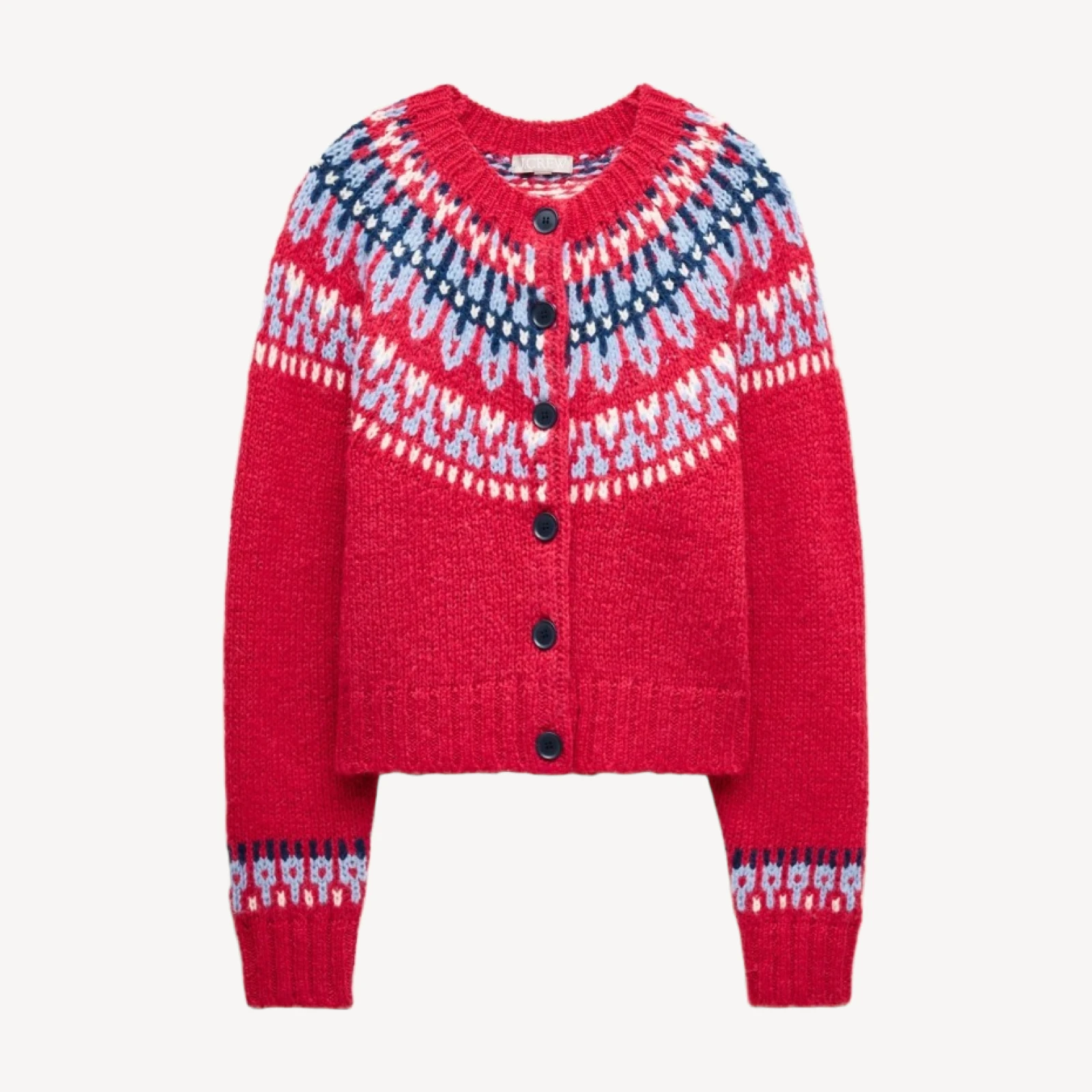 Fair Isle crewneck cardigan