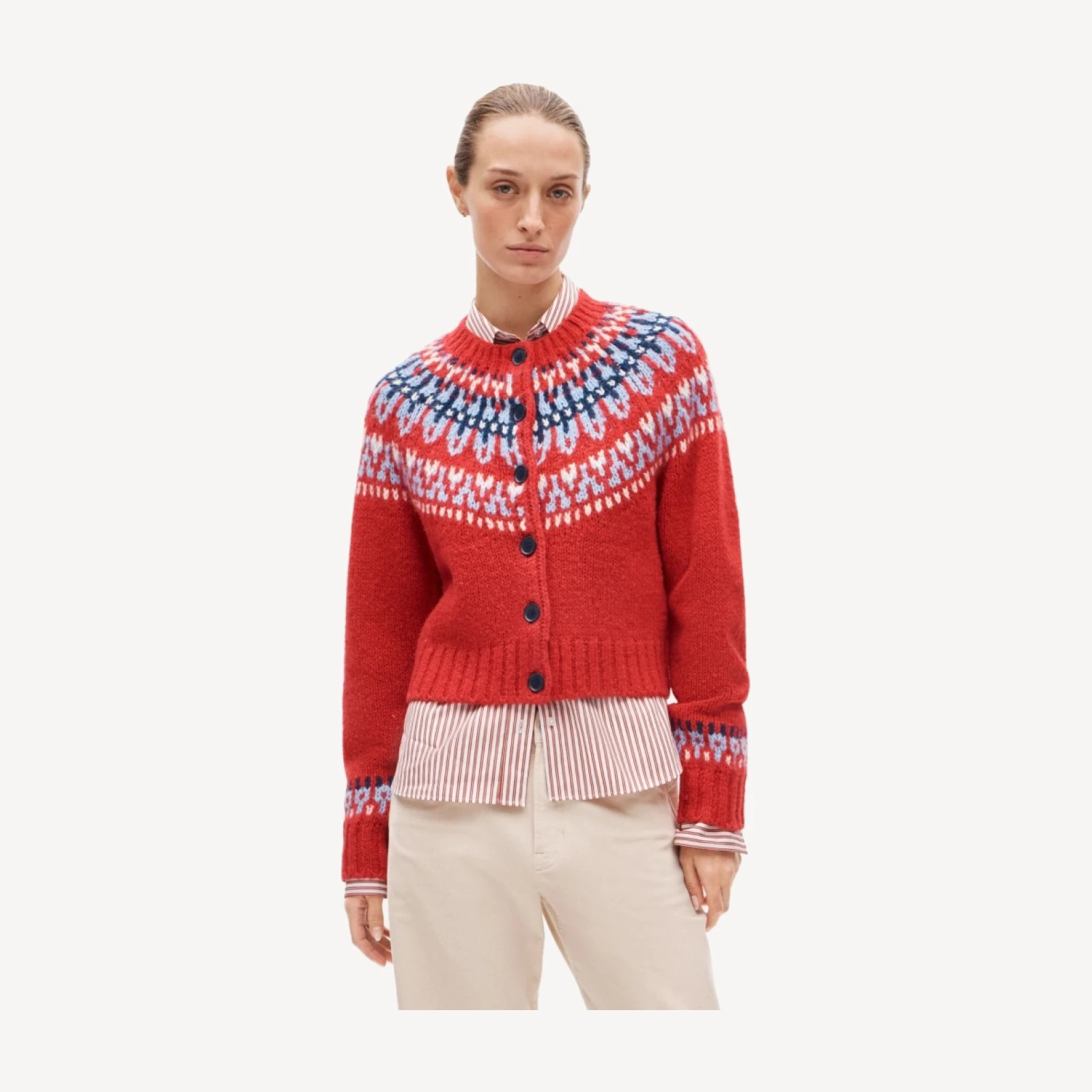 Fair Isle crewneck cardigan