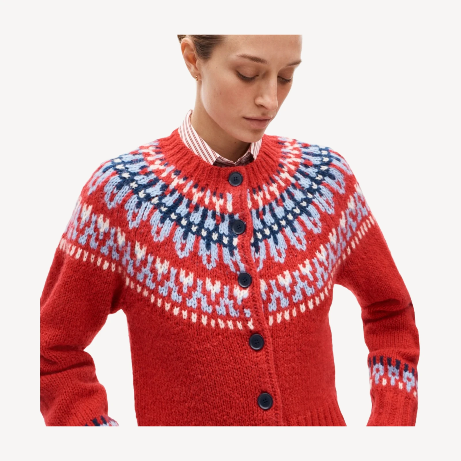 Fair Isle crewneck cardigan