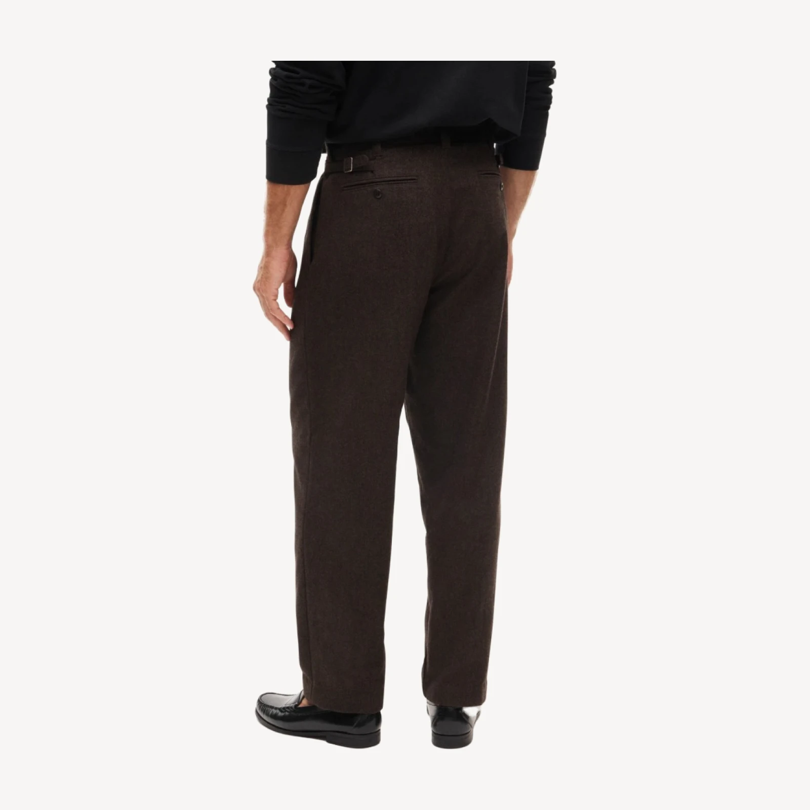 Relaxed-fit double-pleated trouser in wool blend