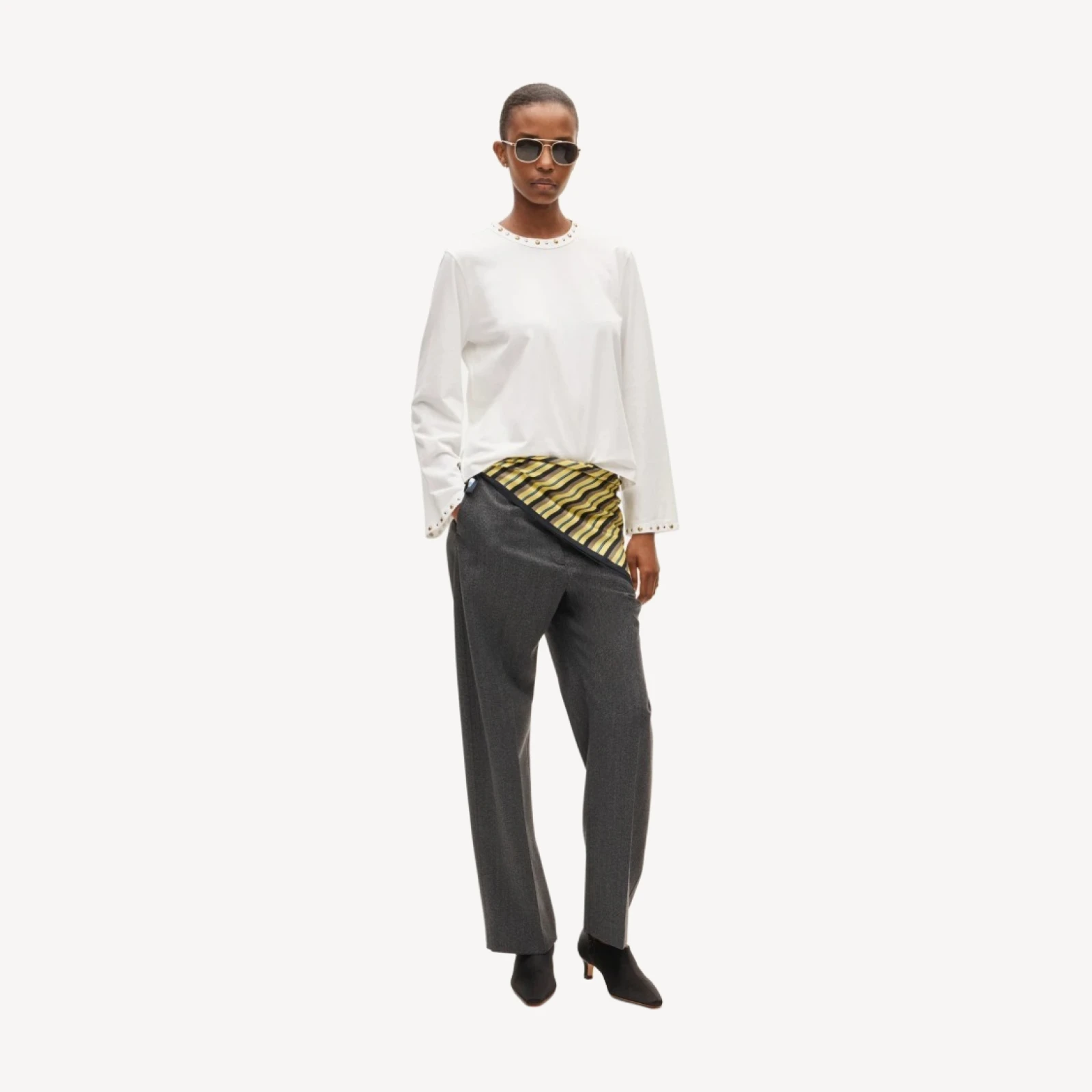 Embellished boyfriend jersey relaxed long-sleeve T-shirt