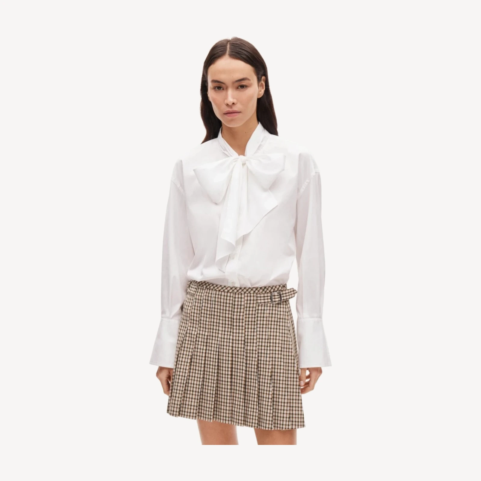 Bow button-up shirt in cotton poplin