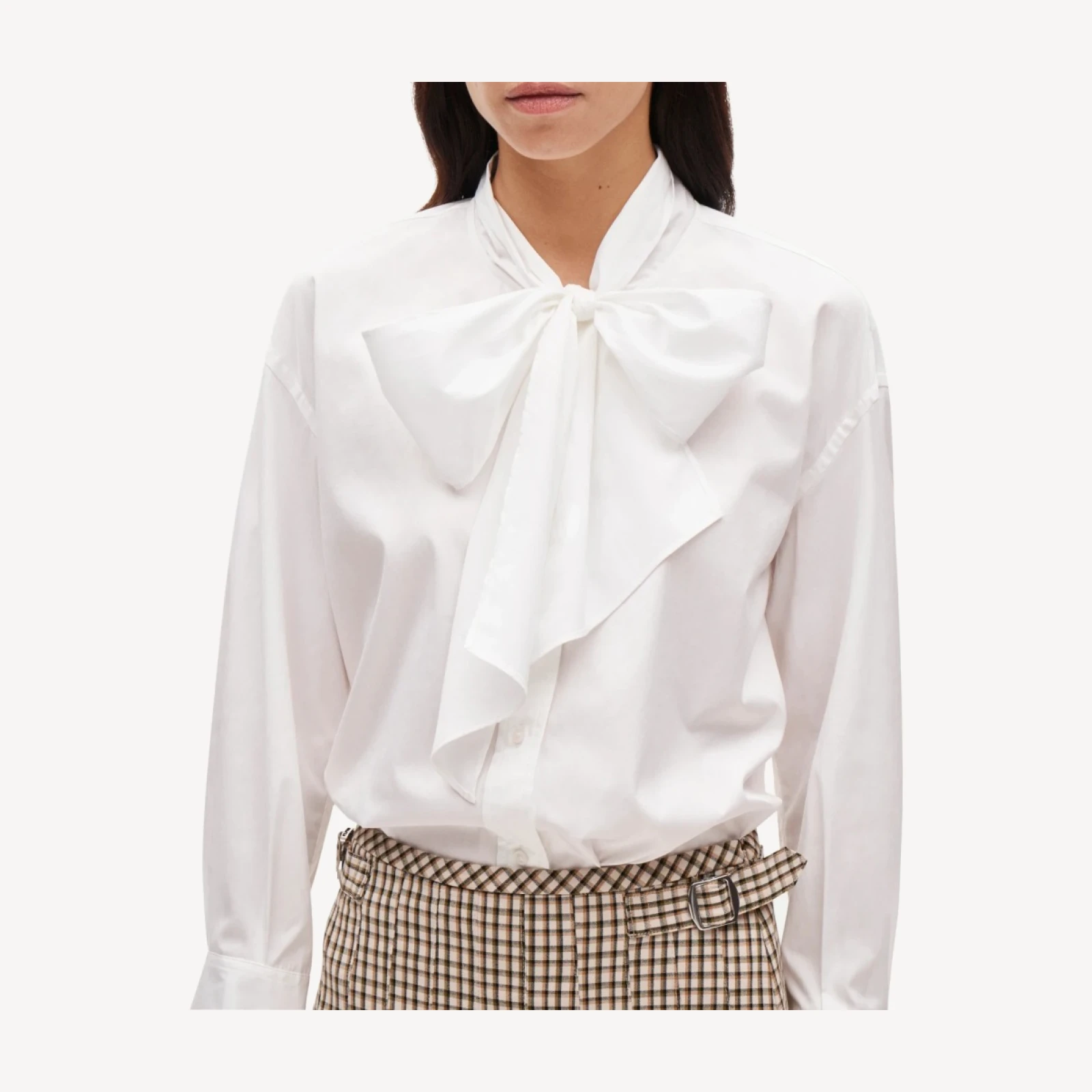 Bow button-up shirt in cotton poplin