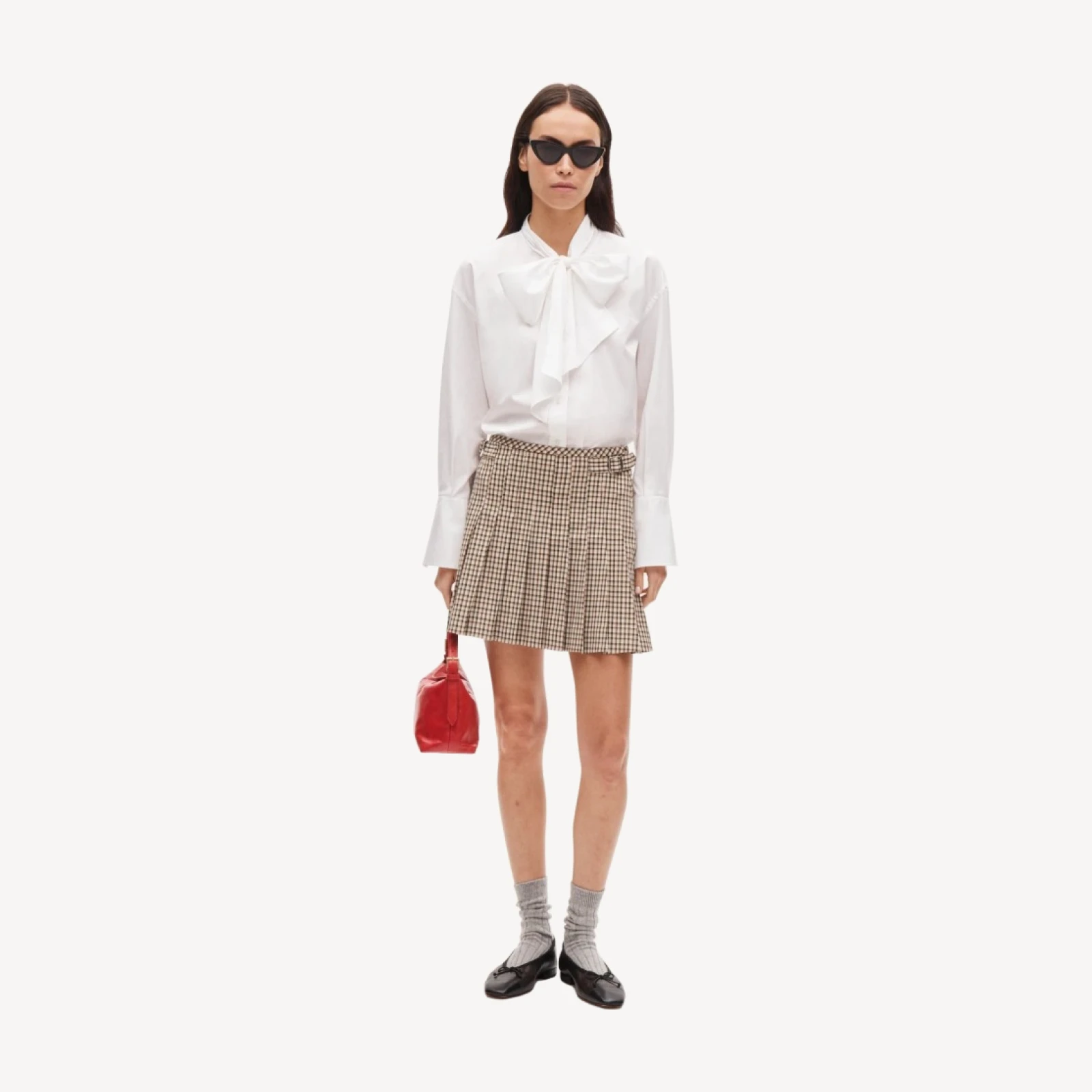 Bow button-up shirt in cotton poplin