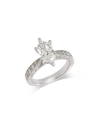 Bloomingdale's Fine Collection Luxe Collection Certified Lab Grown Diamond Marquise Cut Milgrain Engagement Ring in 18K White Gold, 2.1 tcw