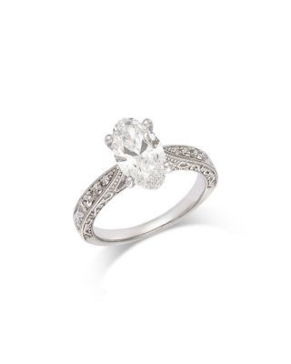 Bloomingdale's Fine Collection Luxe Collection Certified Lab Grown Diamond Oval Cut Milgrain Engagement Ring in 18K White Gold, 2.1 tcw