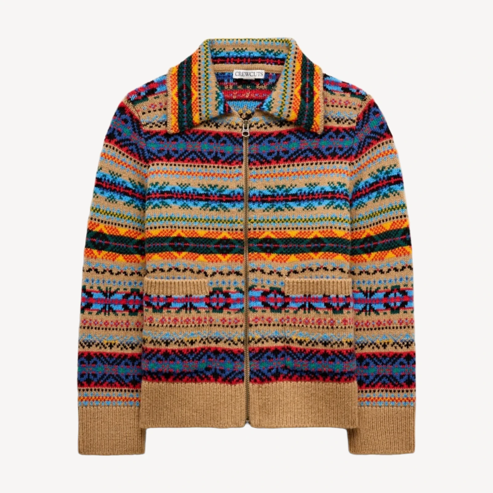 Kids' Fair Isle zip-up sweater in wool blend