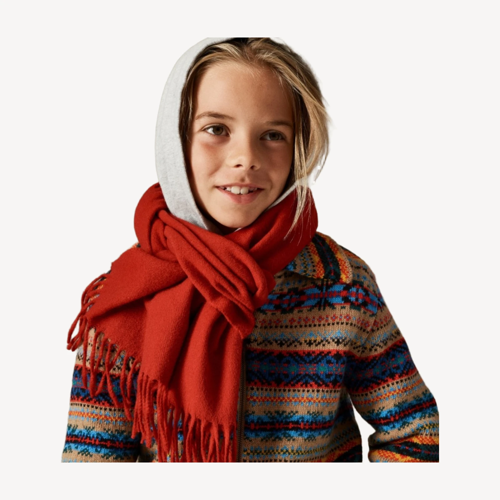 Kids' Fair Isle zip-up sweater in wool blend