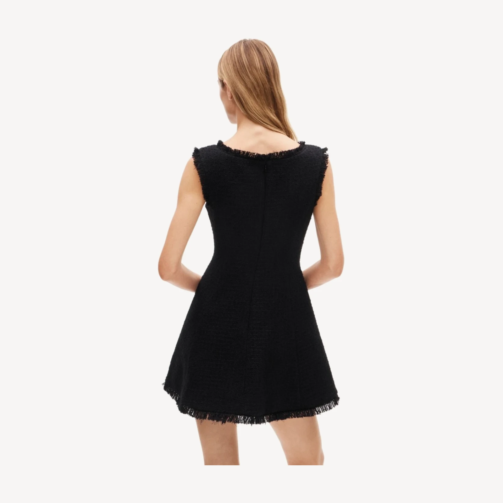 Mini V-neck dress in fringe tweed