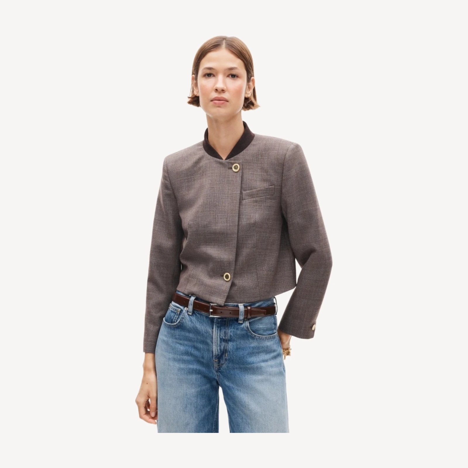 Greer lady jacket in plaid wool-blend flannel