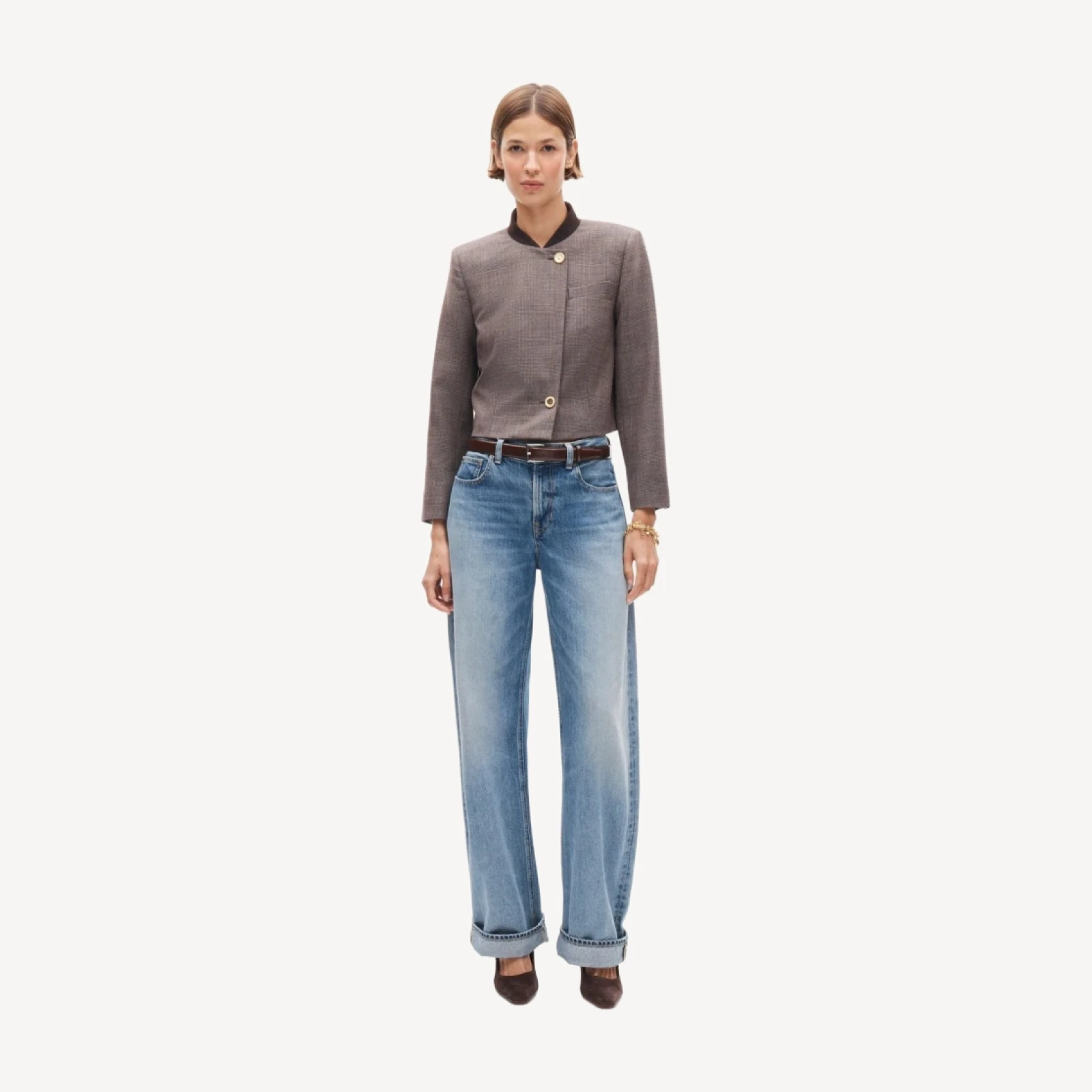 Greer lady jacket in plaid wool-blend flannel