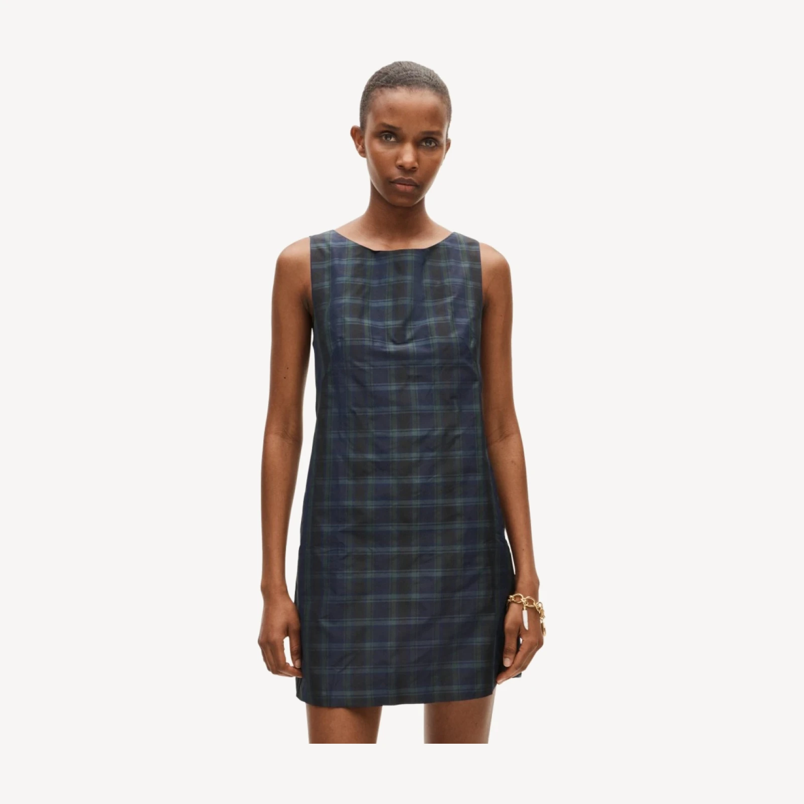 Shift dress in tartan taffeta
