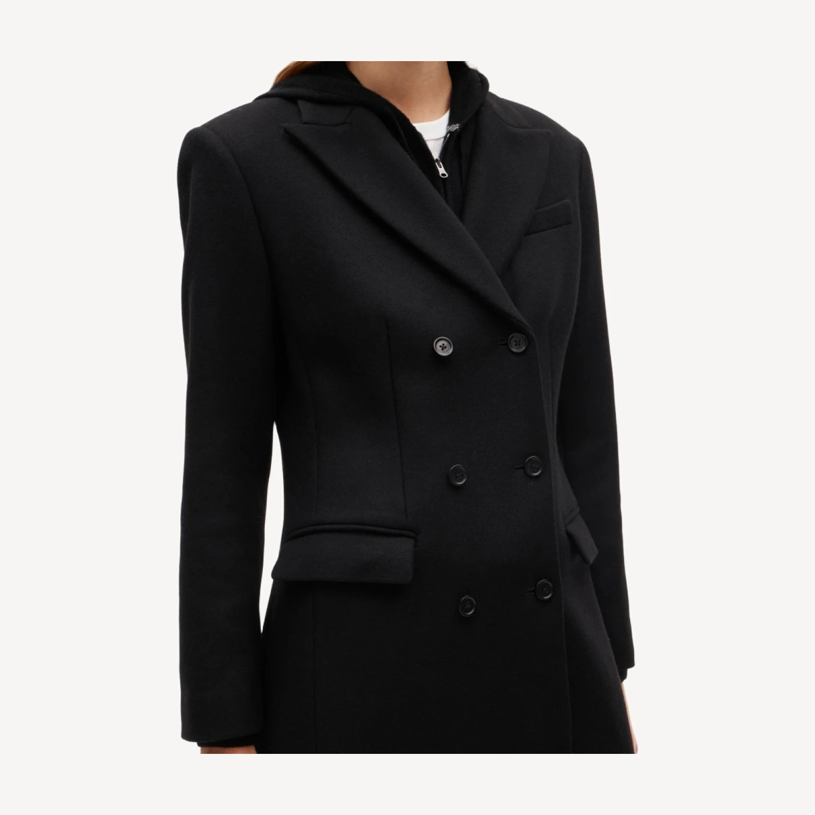 Double-breasted coat in wool-blend melton