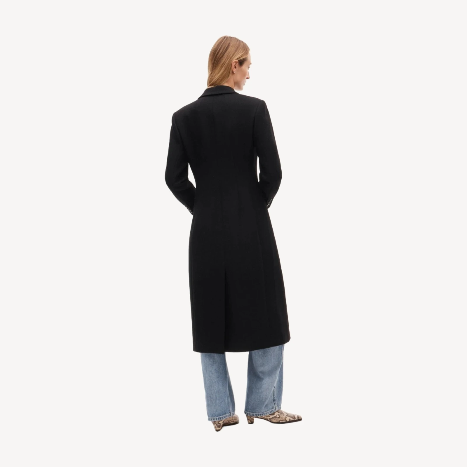 Double-breasted coat in wool-blend melton