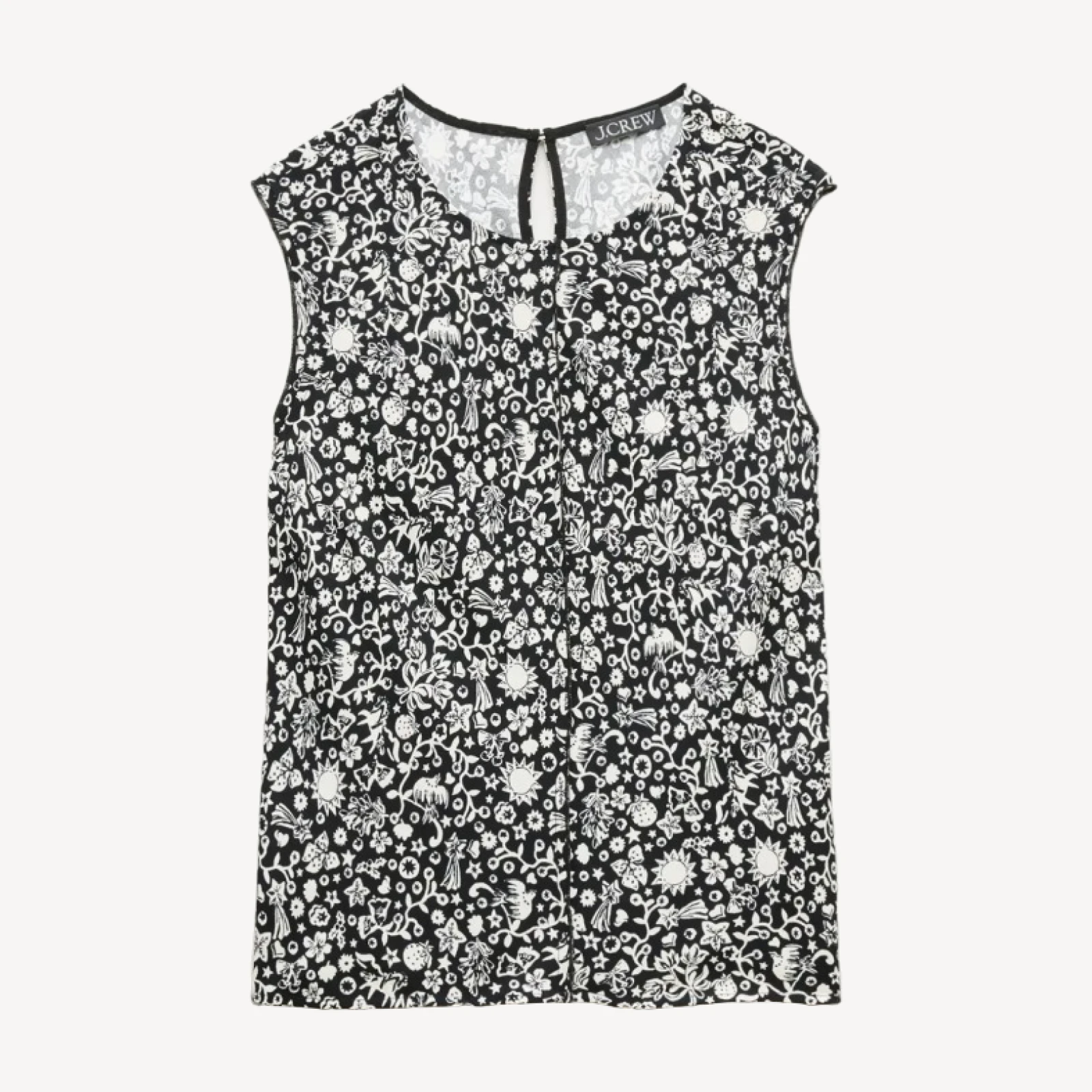 Shell top in charm-print crepe de chine