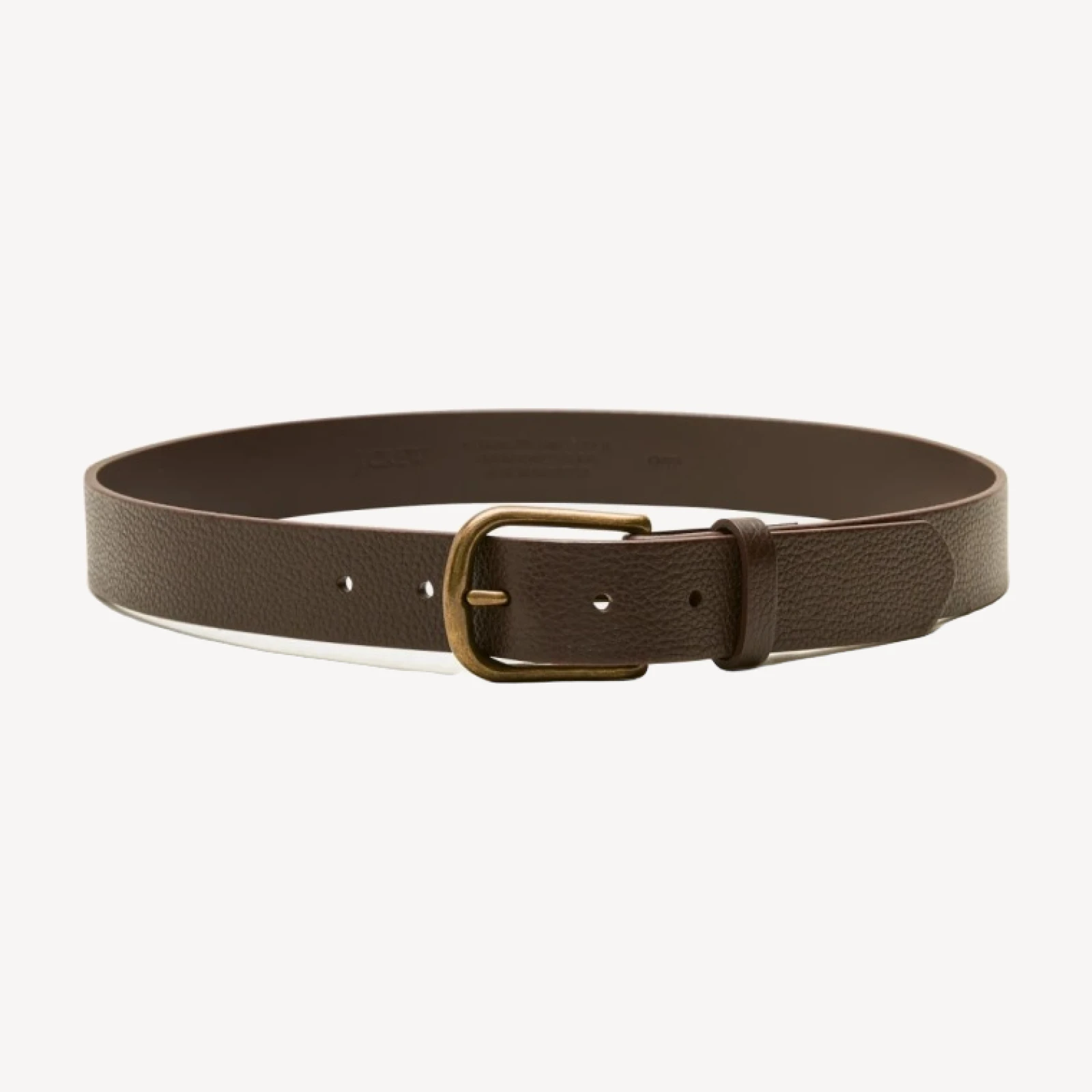 Round-buckle belt in tumbled leather