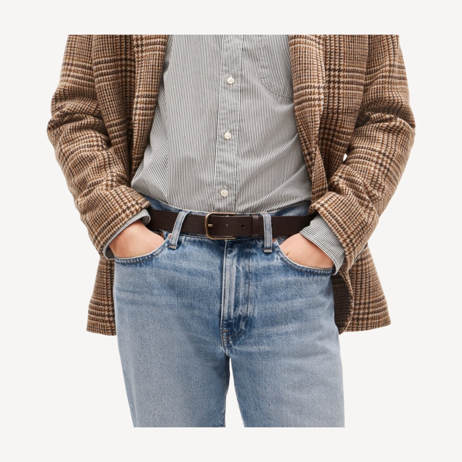 Round-buckle belt in tumbled leather