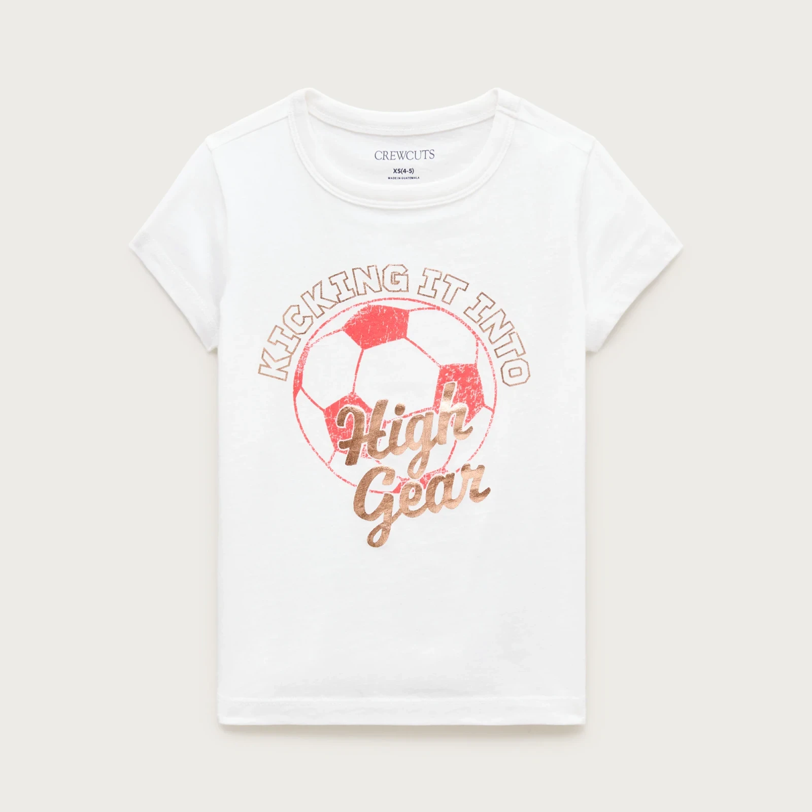 Girls' short-sleeve "High gear" graphic T-shirt with metallic foil