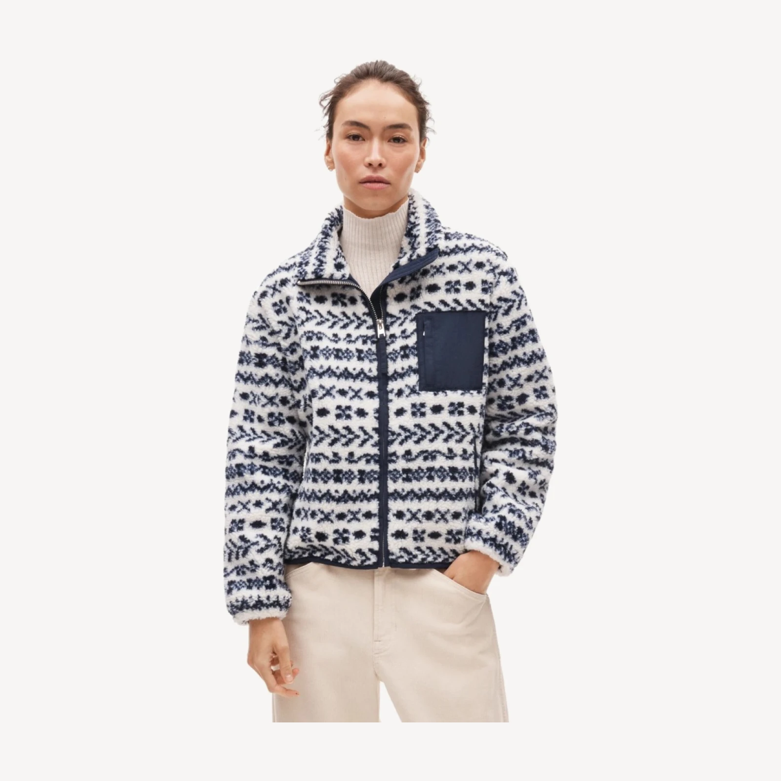 Sherpa zip-up jacket in jacquard