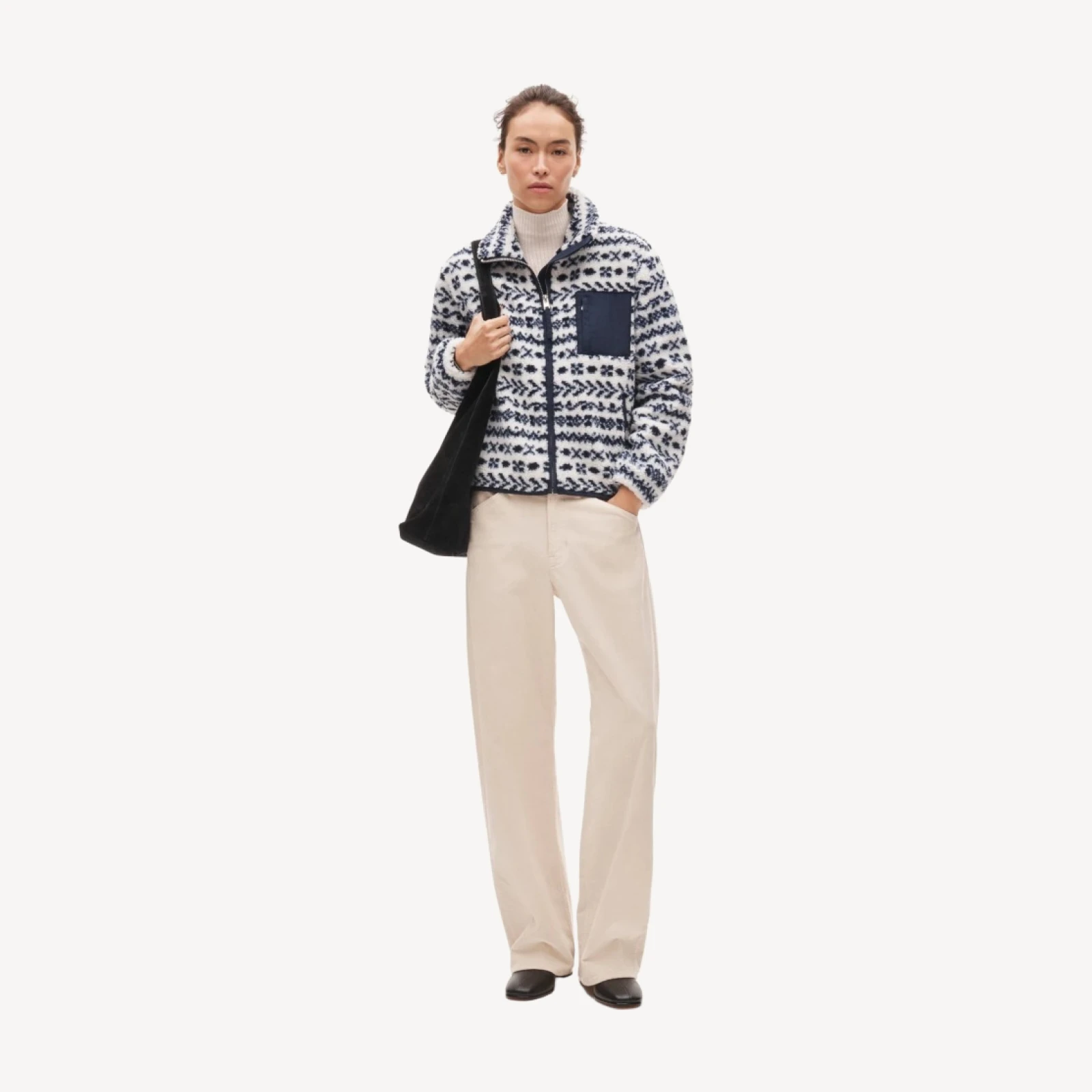 Sherpa zip-up jacket in jacquard