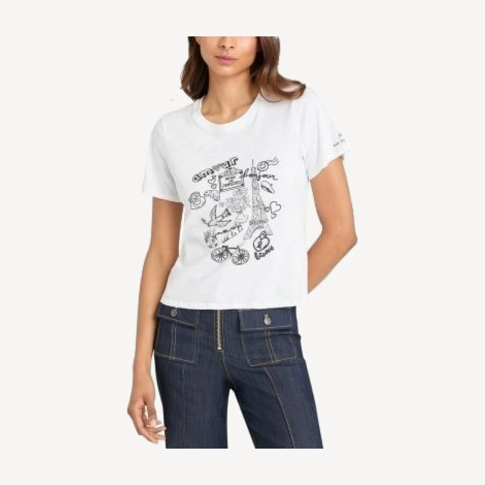 Cinq a Sept Rhinestone Shrunken Tee