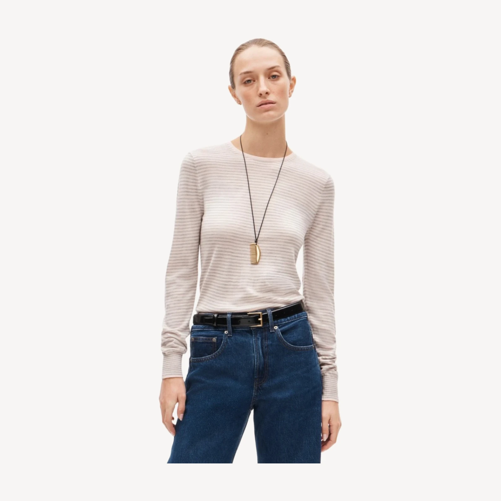 Clair crewneck sweater in striped merino wool