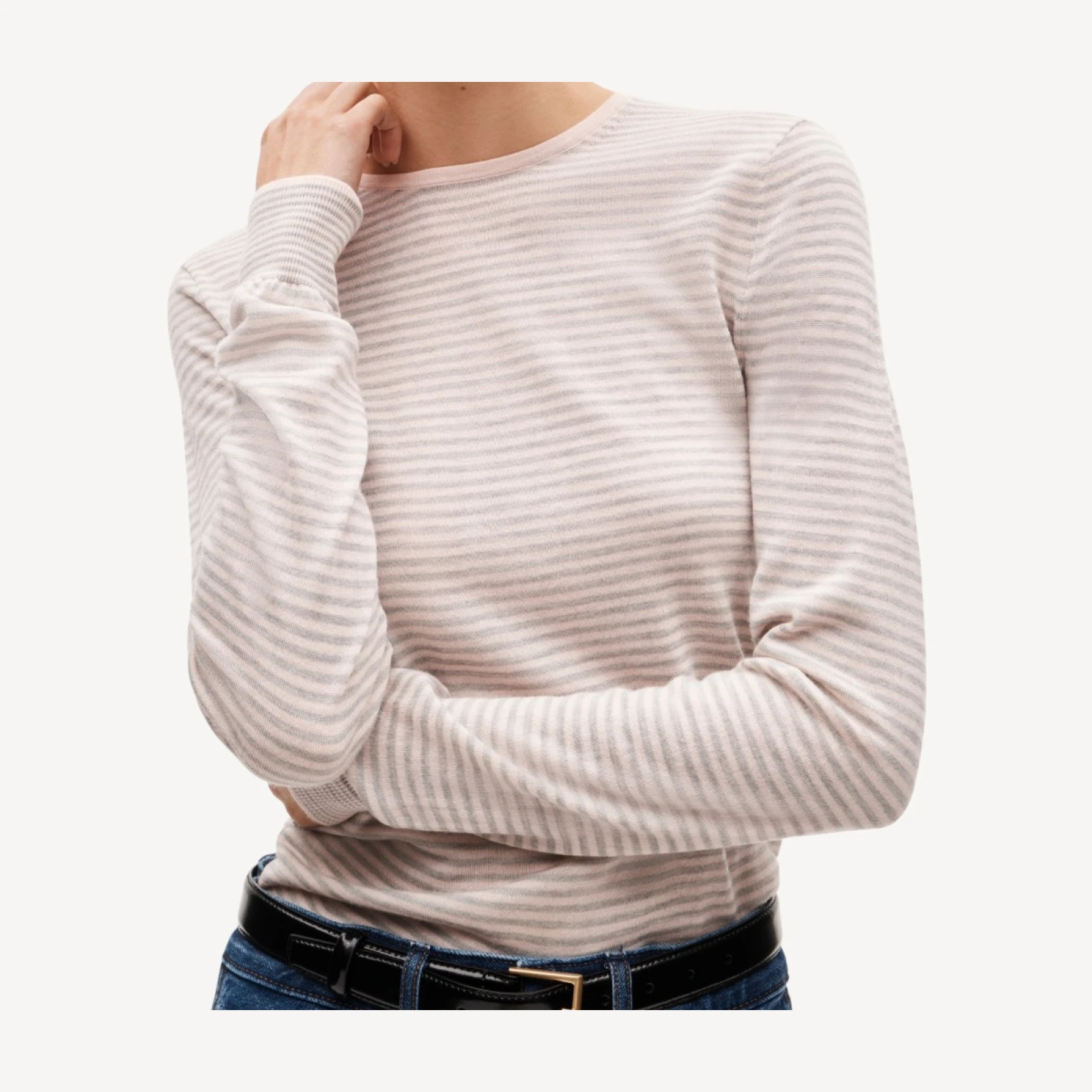 Clair crewneck sweater in striped merino wool