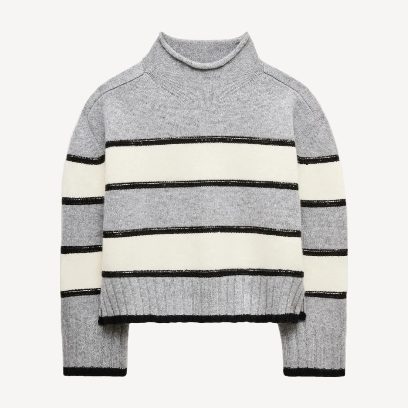 Vintage wool Rollneck™ sweater in embellished stripe