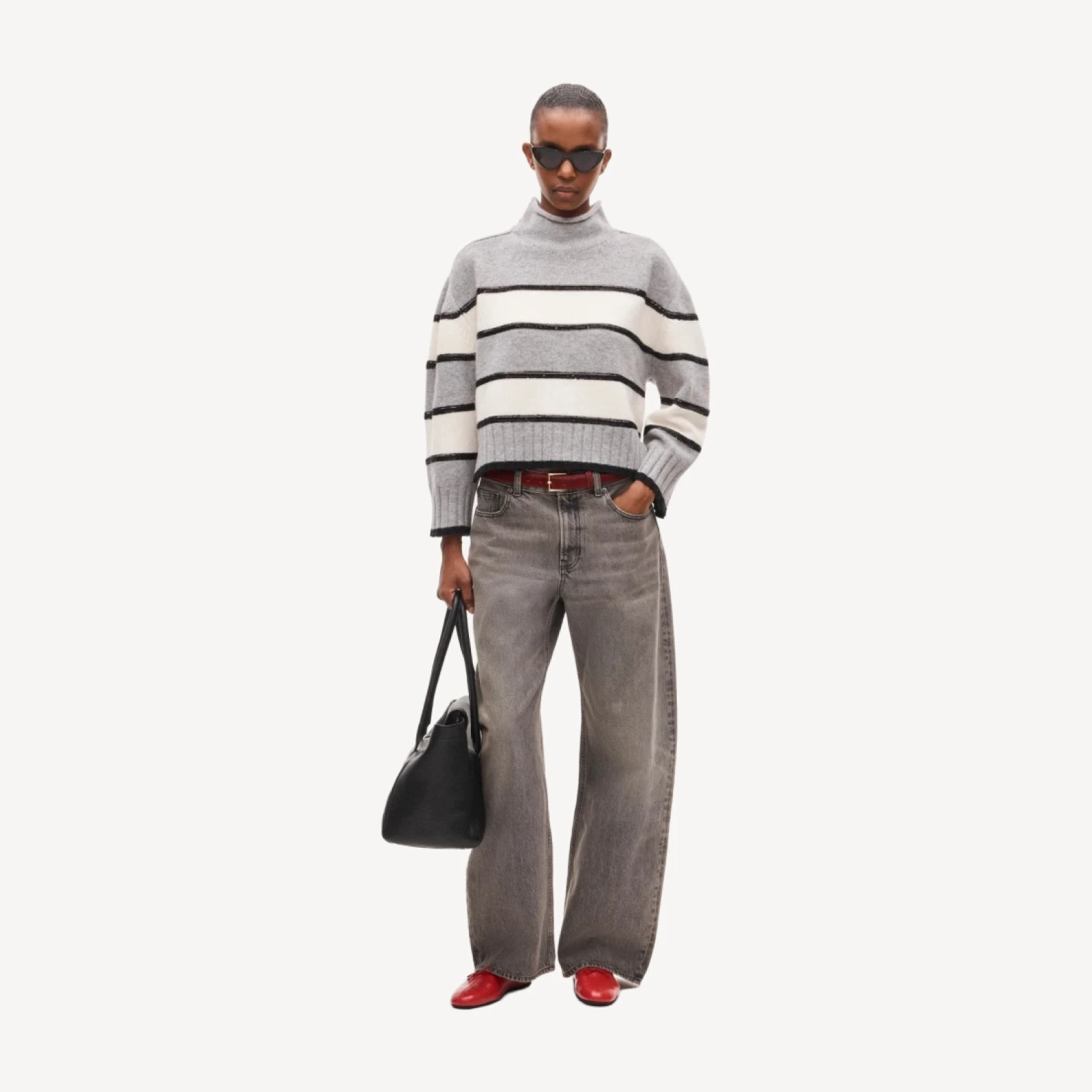 Vintage wool Rollneck™ sweater in embellished stripe