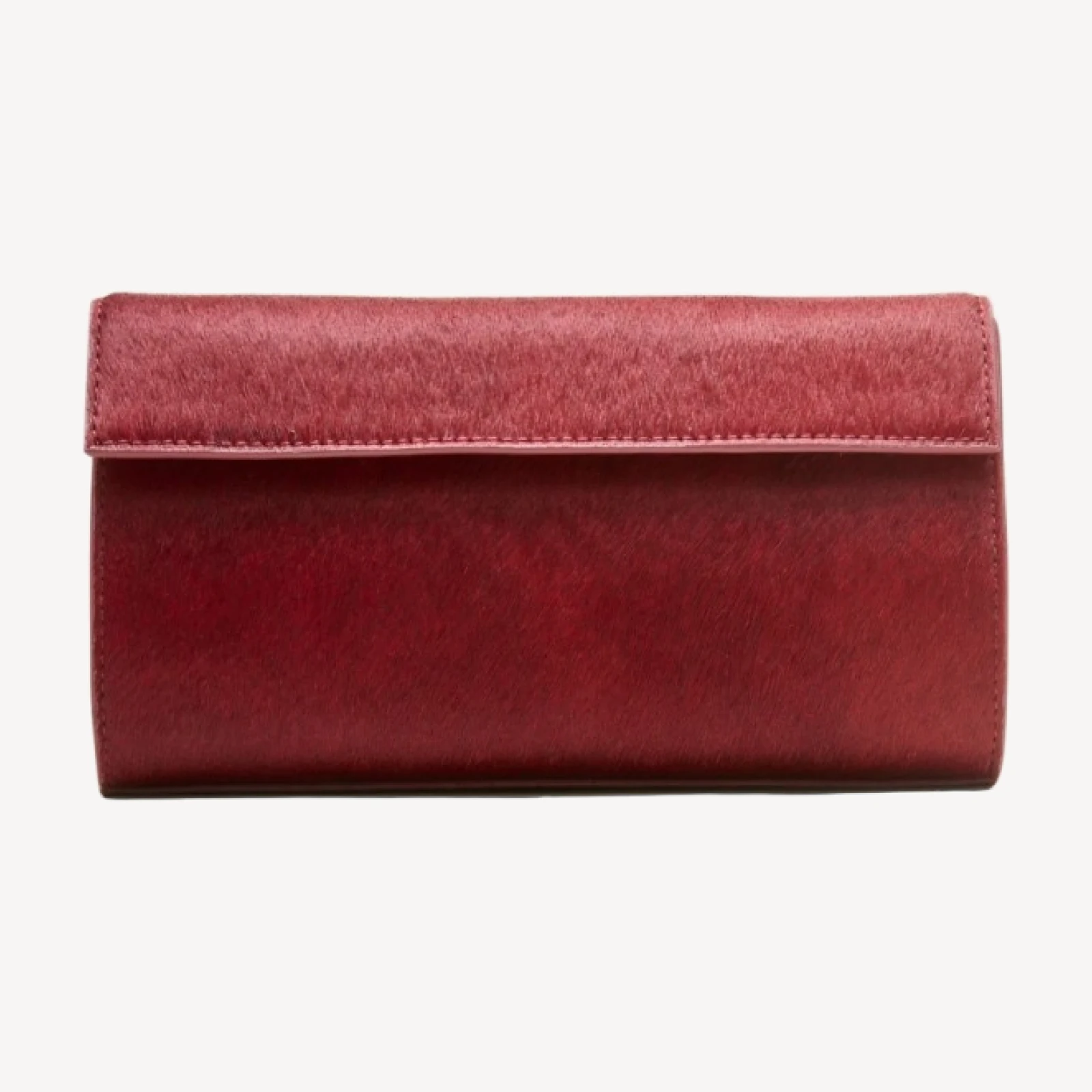 Structured clutch in calf hair