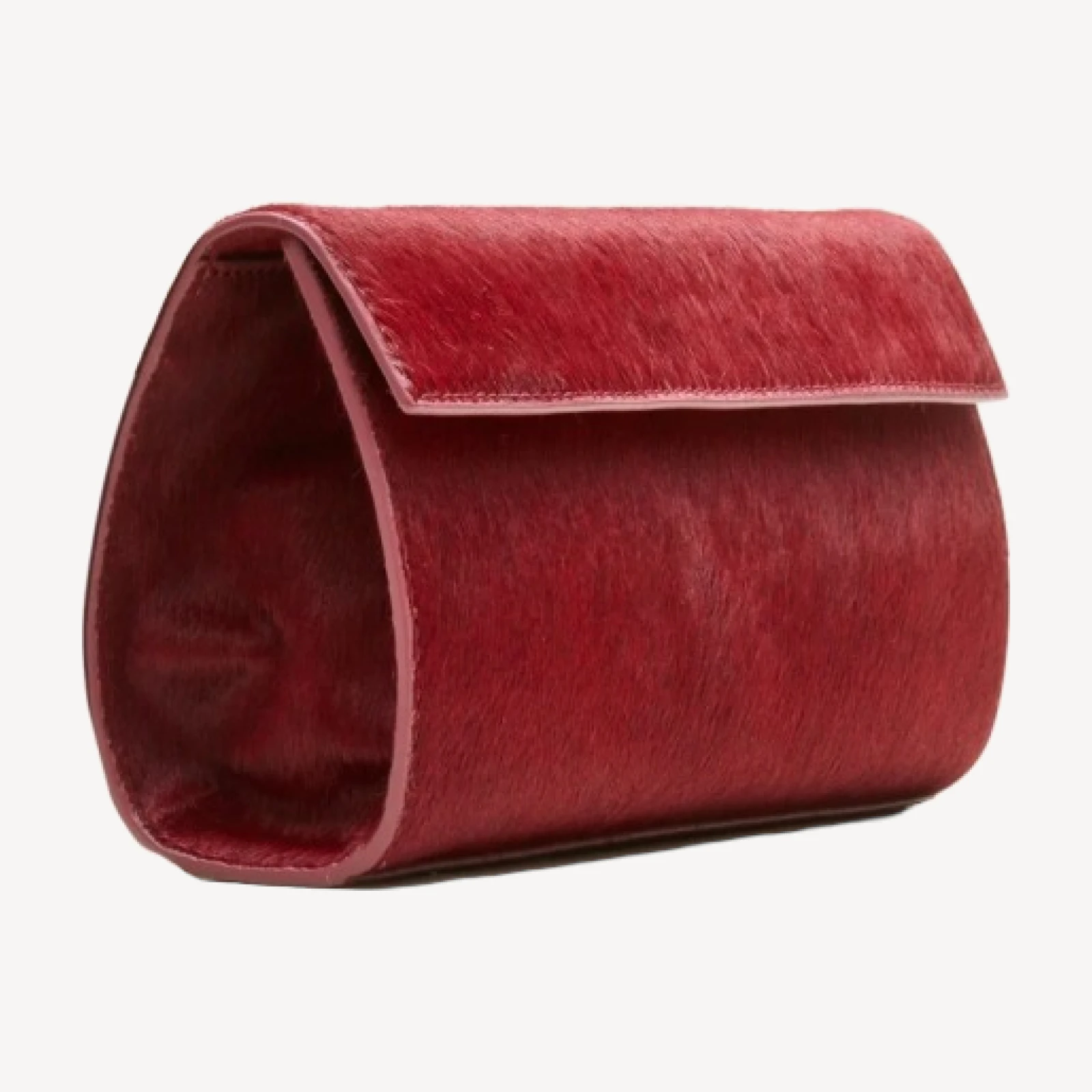 Structured clutch in calf hair