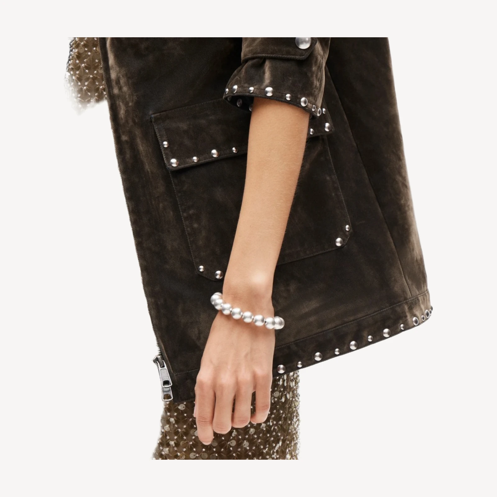Metallic beaded chunky bracelet
