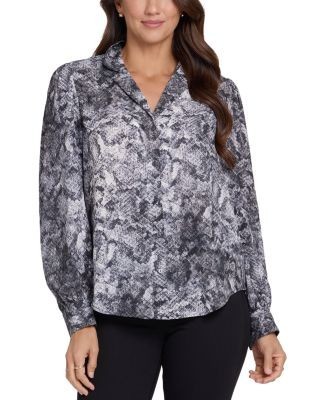 Nydj Lyla Snake Print Long Sleeve Blouse